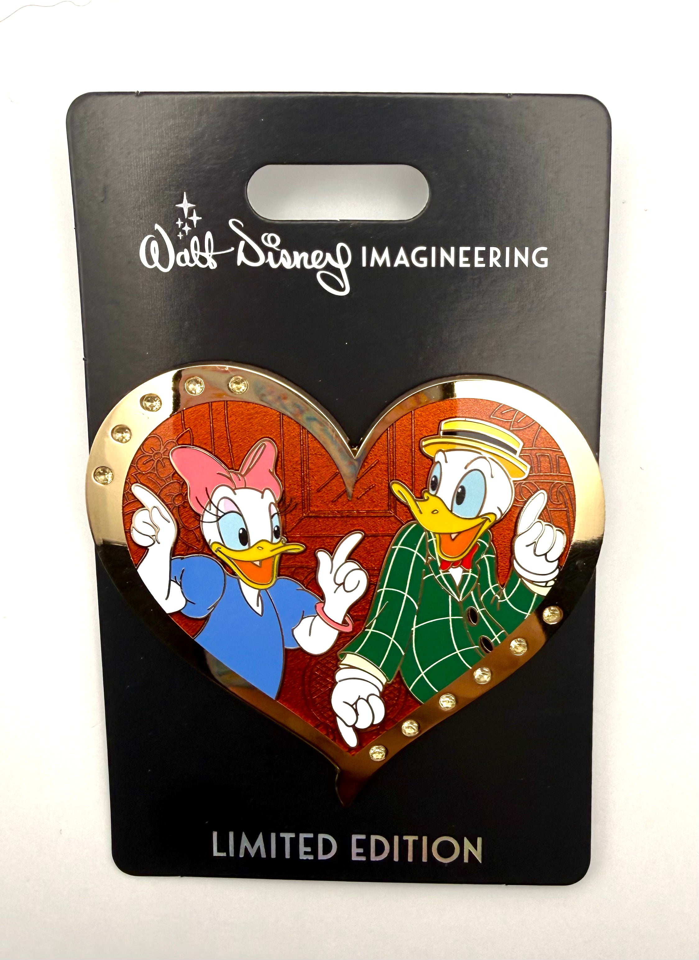 Disney WDI Donald & Daisy Duck Valentine's Day Gem Hearts LE 300 Pin