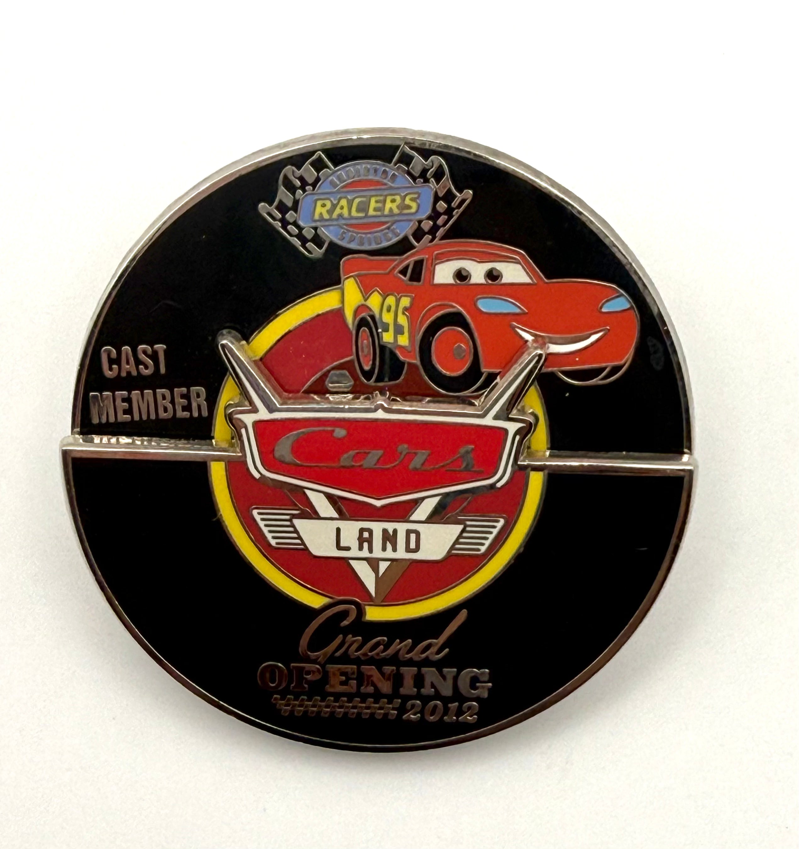 Disney DLR Cars Land Grand Opening 2012 Lightning McQueen Cast Spinner LE Pin Cars Land Grand Opening Day