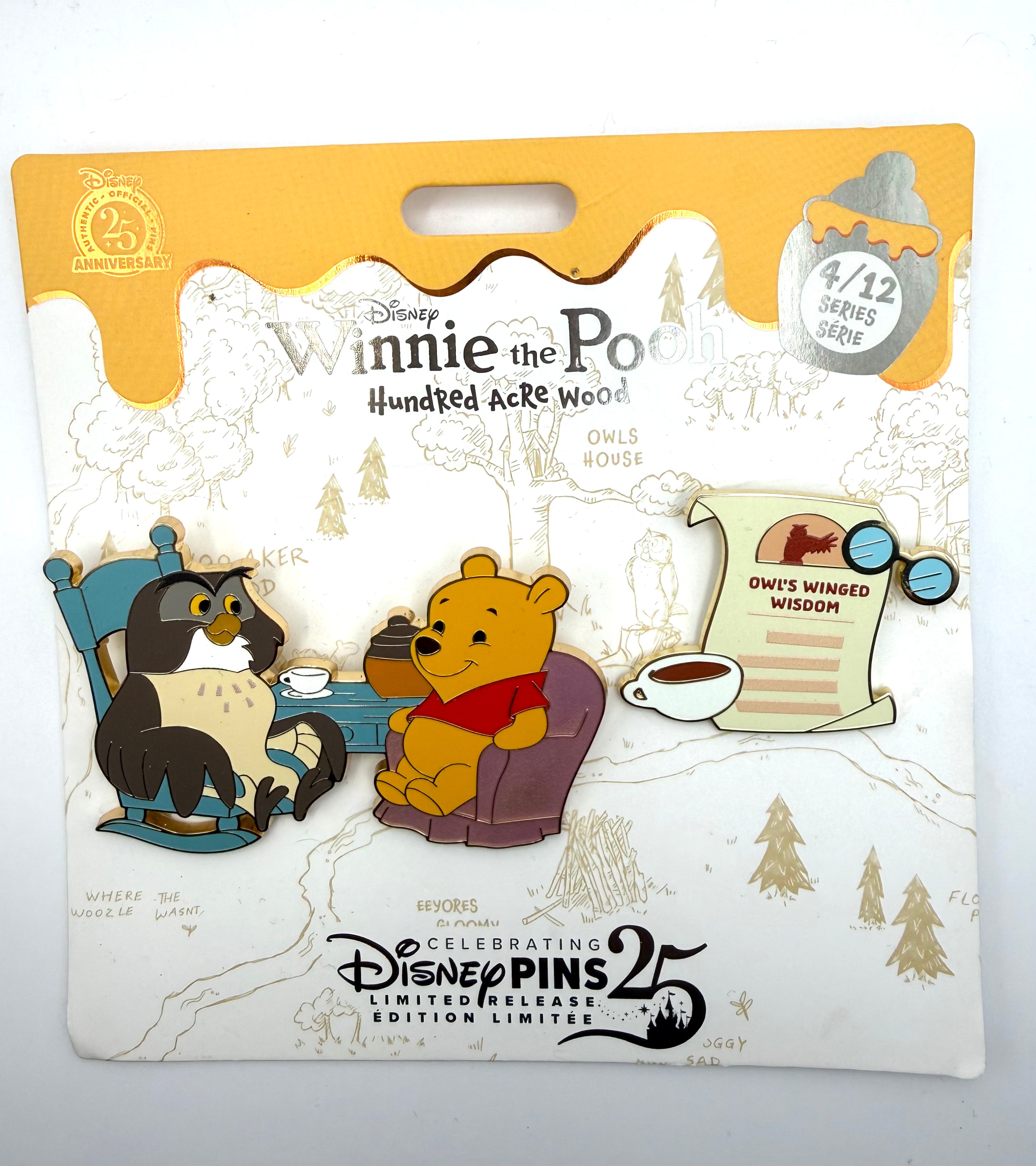 Disney Hundred Acre Wood Series Winnie the Pooh April Owl Pin Set 4/12