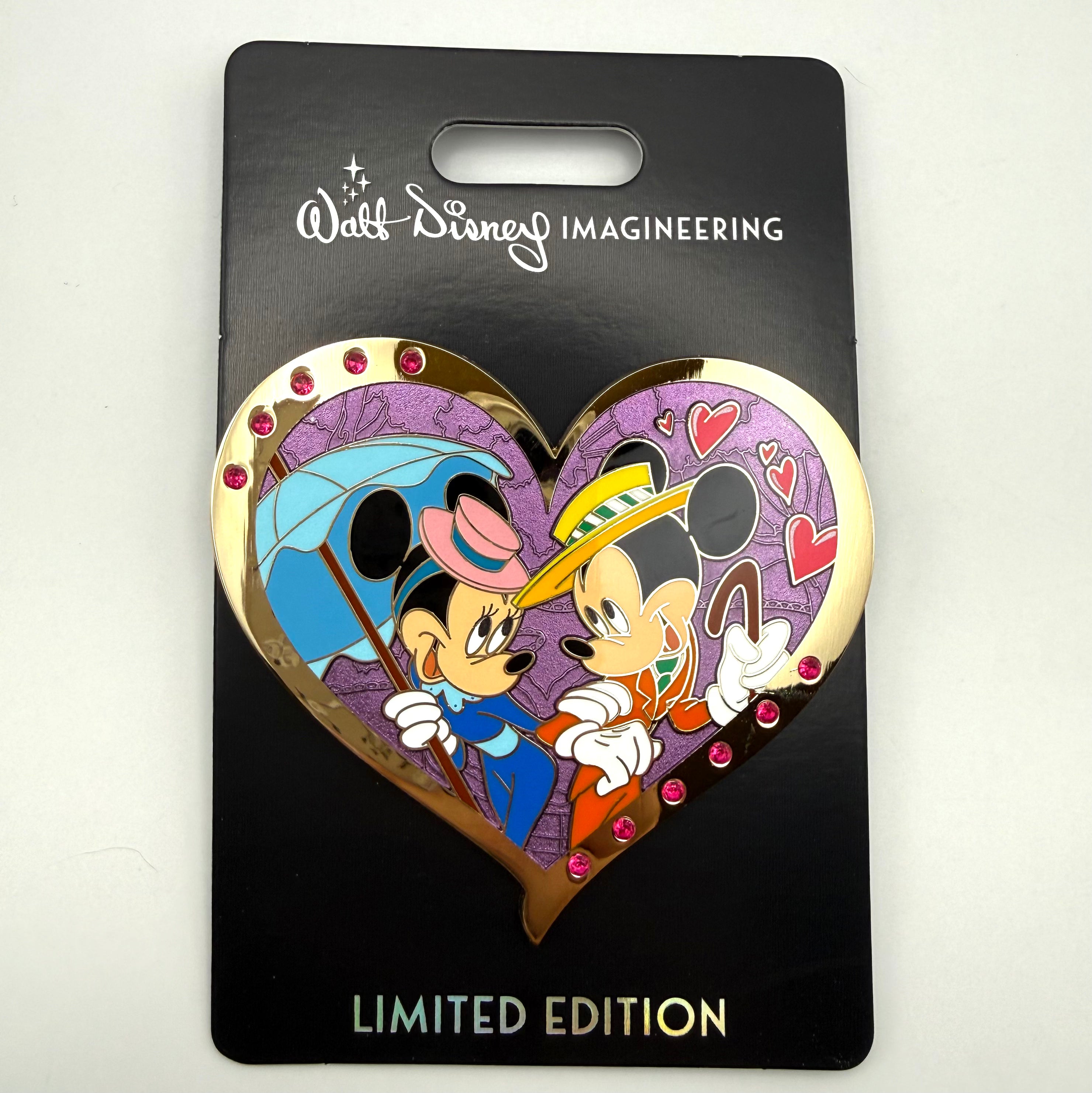 Disney WDI MOG Valentine's Gem Hearts Minnie and Mickey Mouse Pin LE 300