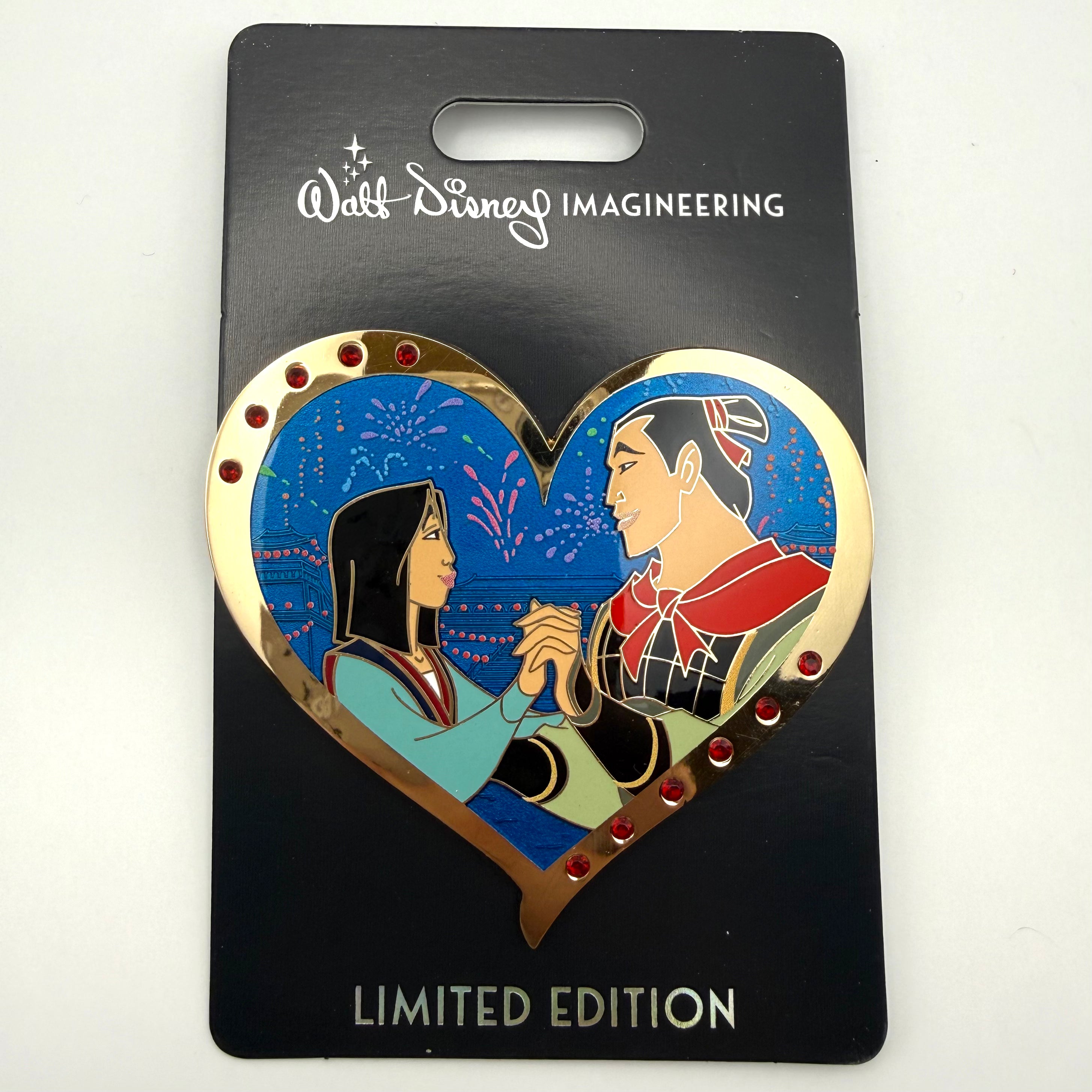 Disney Valentine's Gem Hearts Pin WDI MOG Mulan & Li Shang Pin LE 300