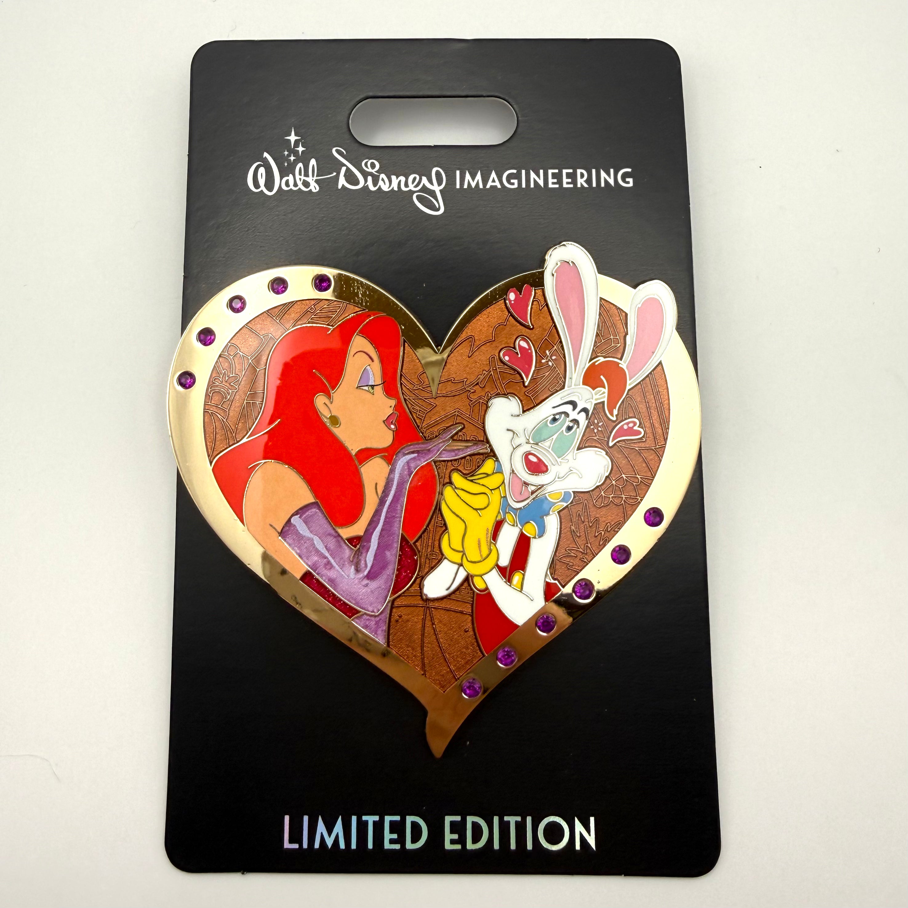 Disney Valentine's Gem Hearts Pin WDI MOG Jessica & Rodger Rabbit Pin LE 300
