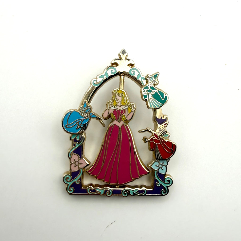 Disney Princess Aurora Pink or Blue Dress Spinner 3D Sleeping Beauty Fairies Pin