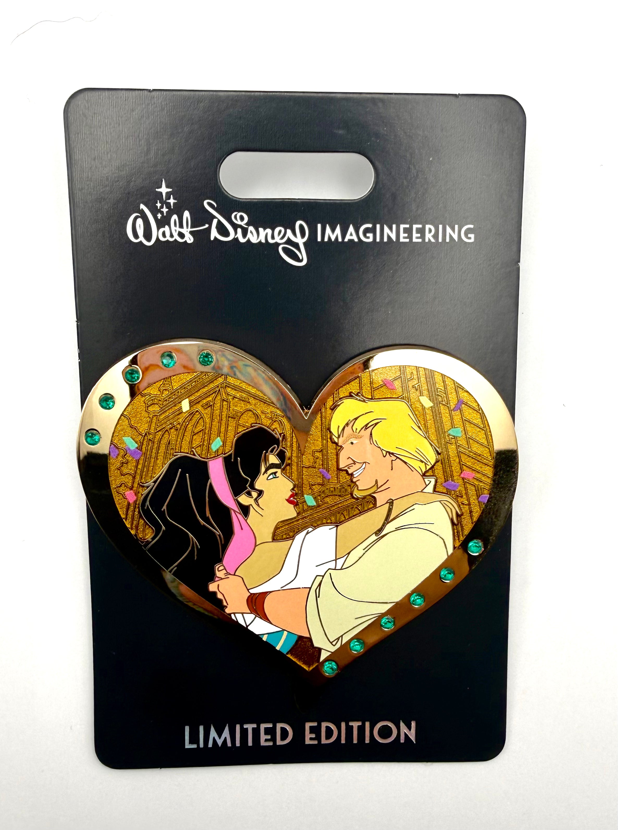 Disney WDI Valentine's Gem Hearts Esmeralda and Pheobus Hunchback Pin LE300
