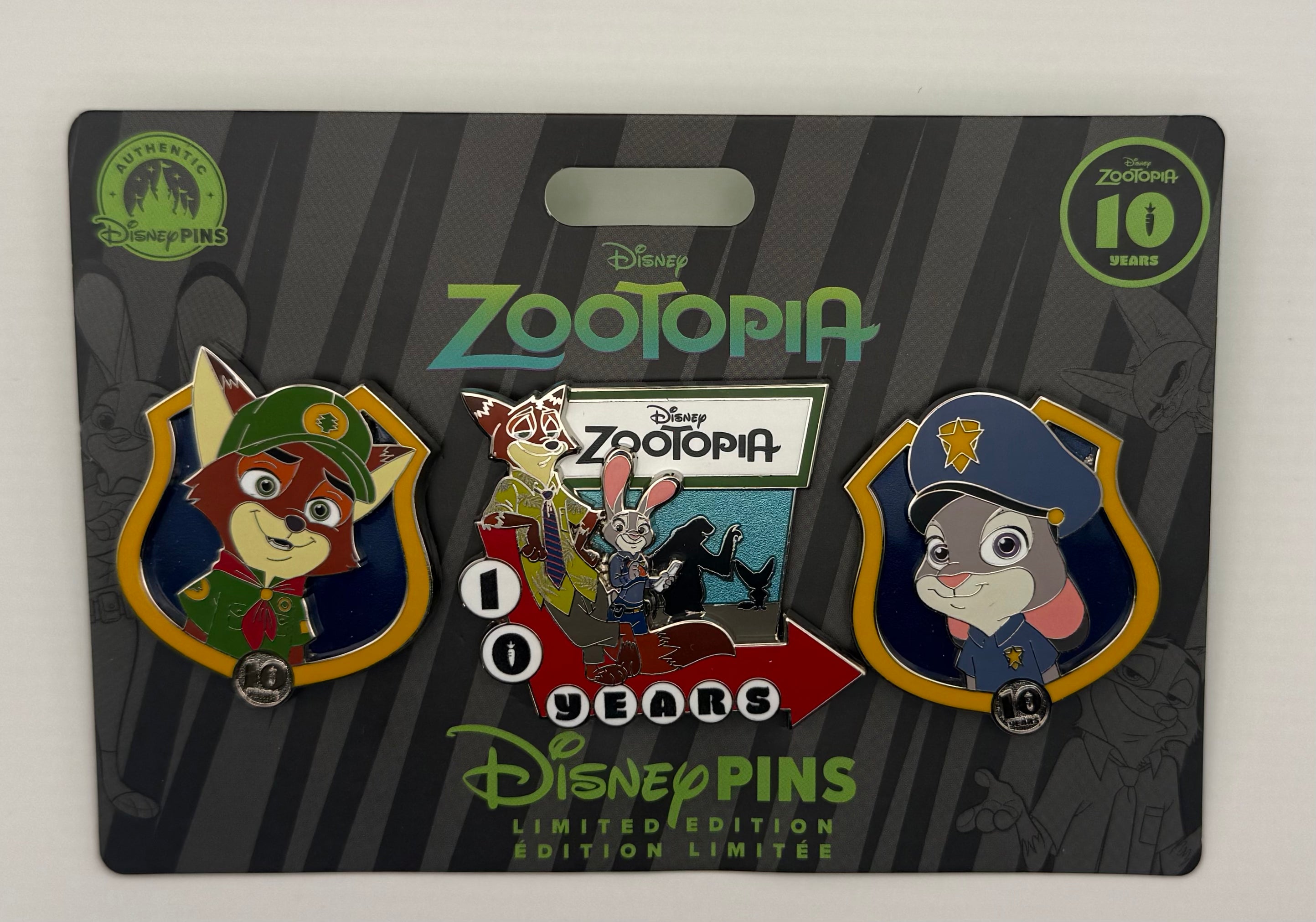 Disney 2026 Zootopia 10th Anniversary 3 Pin Set Zootropolis Nick & Judy LE