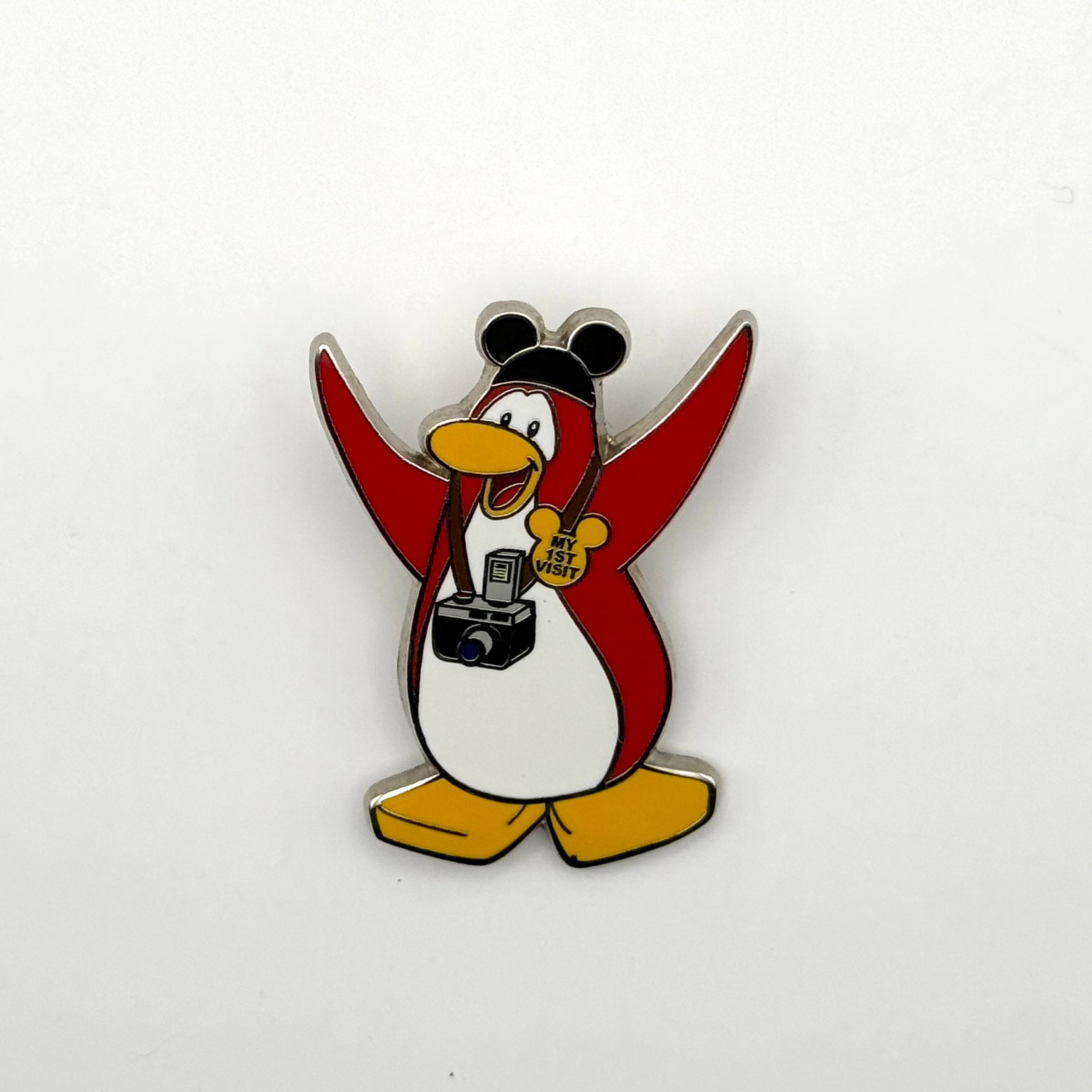 Tourist My First Visit Red Club Penguin Mystery Mickey Ear Hat Camera Disney Pin